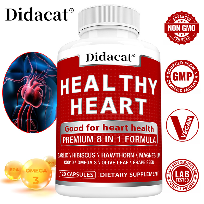 Health With Wellness - Herzgesundheitskapseln mit CoQ10, Omega-3, Knoblauch, Olivenblatt