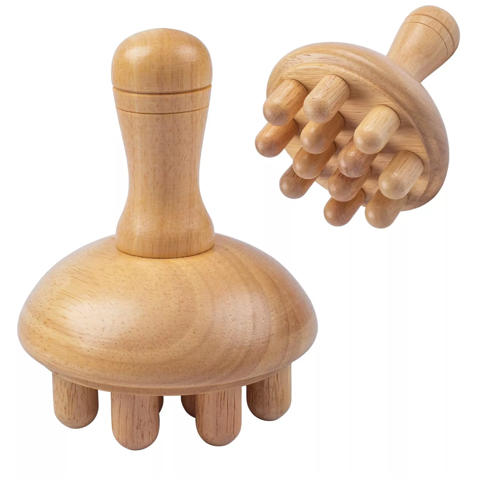 Health With Wellness - Manuelles Massagegerät aus Holzpilz, Ganzkörpergebrauch, Linderung
