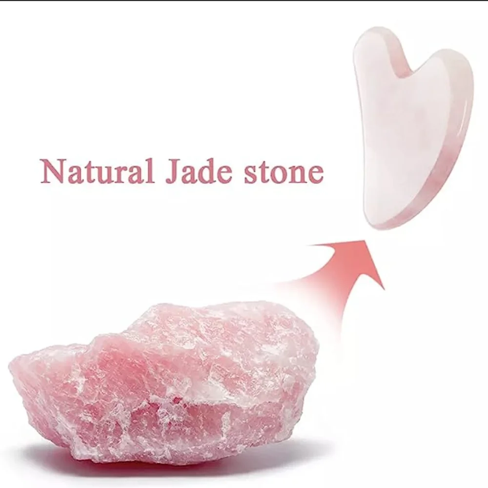 Jade Gua Sha Tool - Rosenquarz Gua Sha für Gesichtsmassage, Hautschaber,