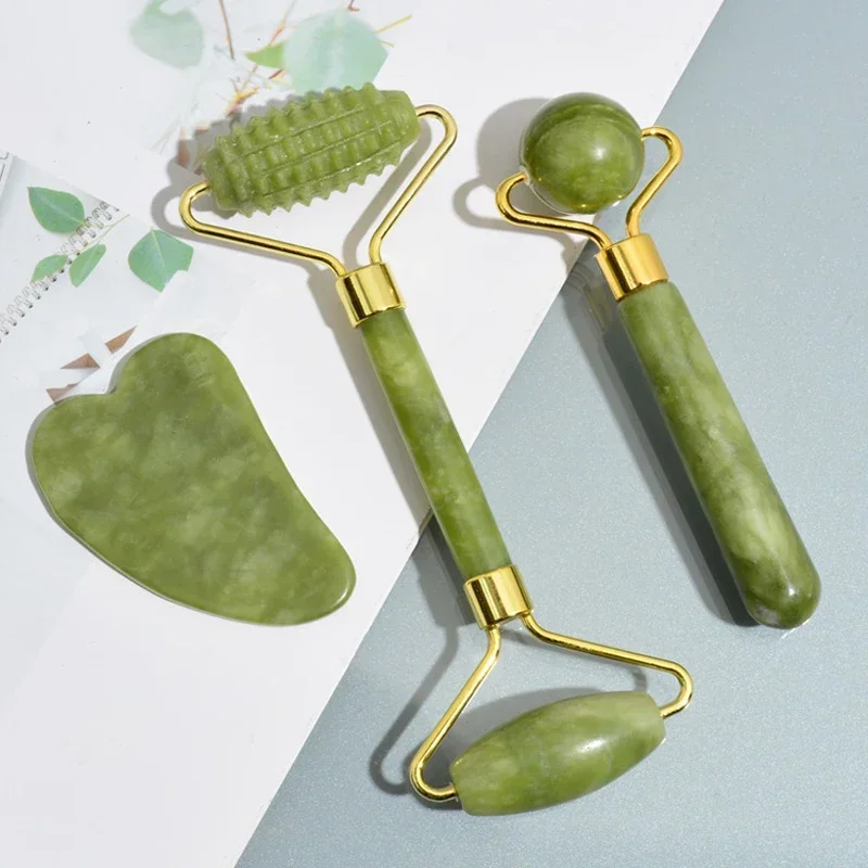Jade Gua Sha Tool - Natürlicher Jade-Roller für Gesicht und Körper,