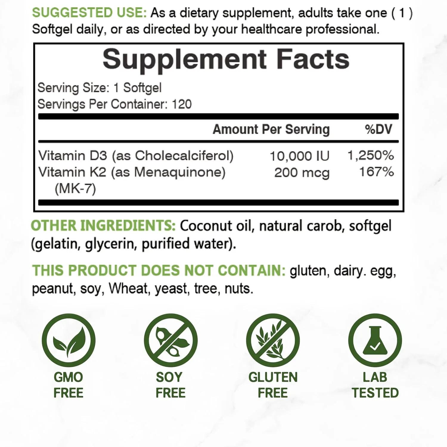 Vitamin D3 10.000 IE + K2 MK7  – Health Wellness Vitamins Bewertung und Preis